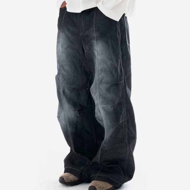 아캄 Sprayed Denim Pants (Black)