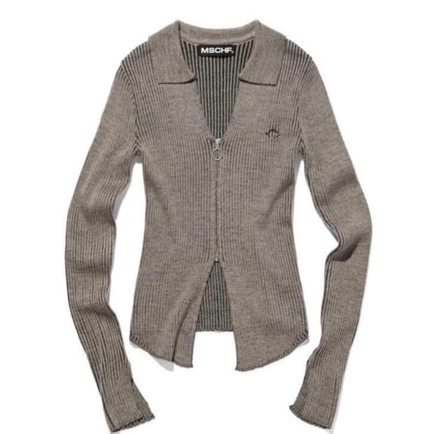 미스치프 니티드 셔츠 니트 롱슬리브 베이지 S