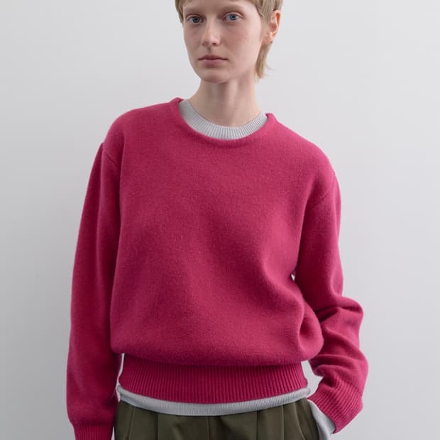 문달 베이직 라운드니트 / 마젠타