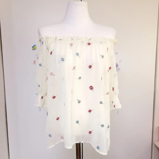 일본빈티지 시스루 오프숄더 탑