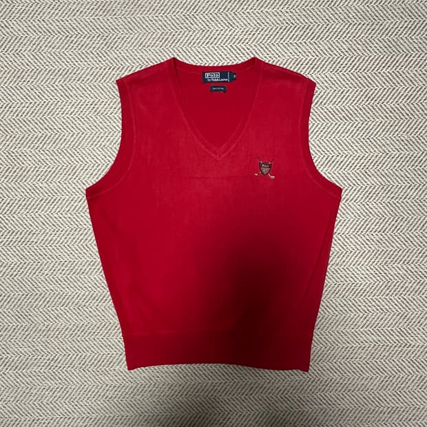POLO RALPH LAUREN cotton knit vest red