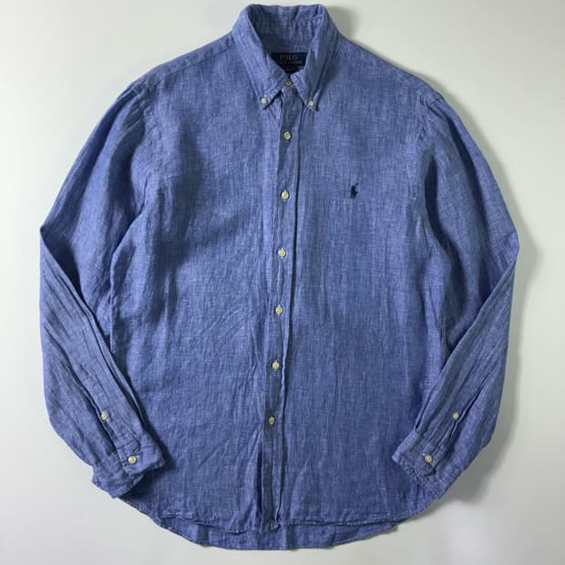 Polo  폴로 랄프로렌 신형 자수 린넨 블루 셔츠 