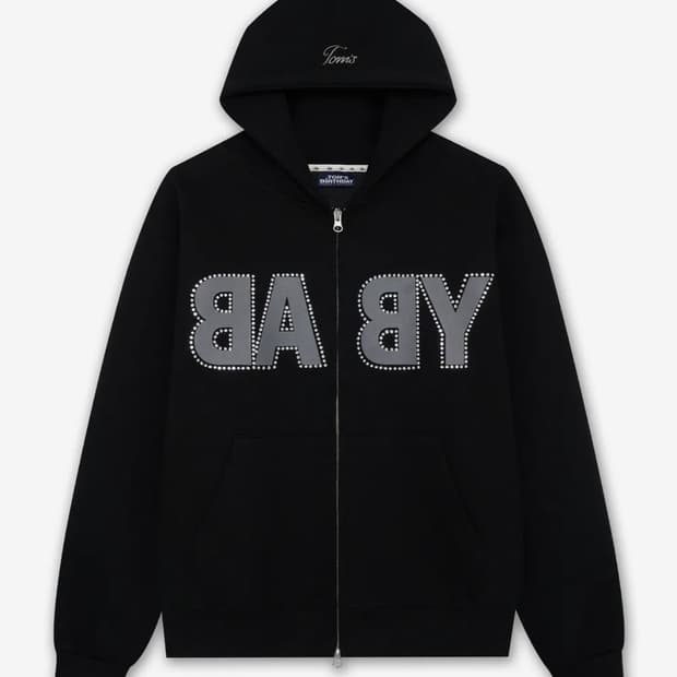 베이비 로고 큐빅 후드집업 블랙 1사이즈