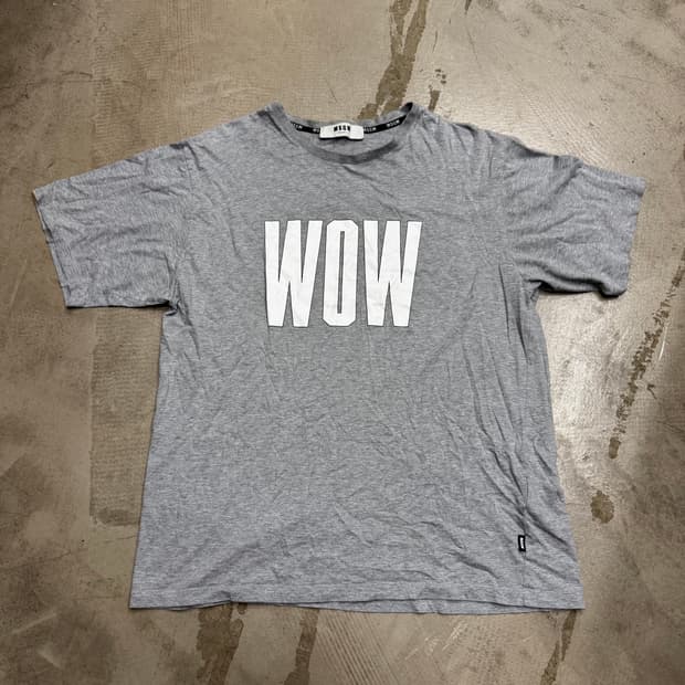 MSGM WOW 레터링 그래픽 티셔츠