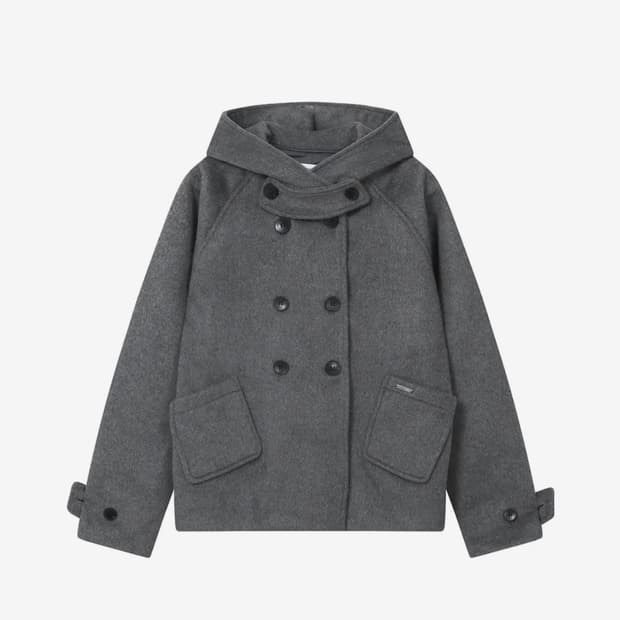 미세키서울 Hoodie double button coat CHARCOAL
