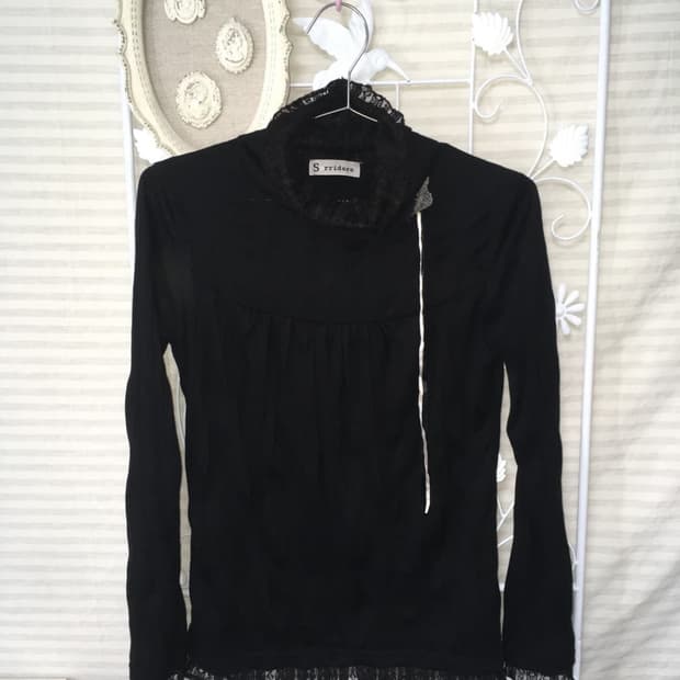 jpn vintage black lace layered ribbon