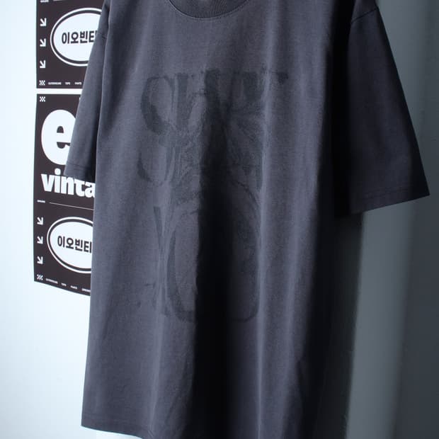 (L-XL) 슬로우애시드 반팔 티셔츠 그래픽 차콜 스트릿-H32087