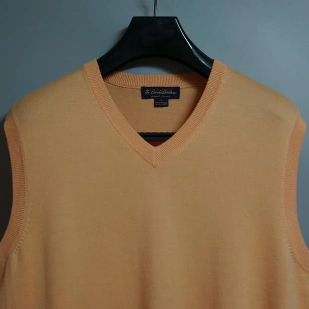 브룩스브라더스 수피마코튼 브이넥 니트조끼 L