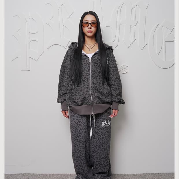 프라임멤버스 레오파드 호피 후드집업