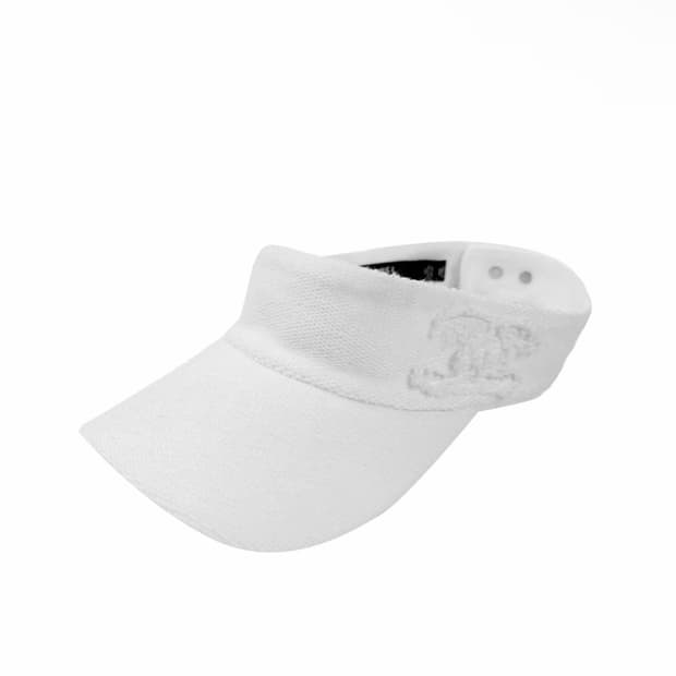 샤넬 여성 CC 로고 코코 비치 코튼 드릴 썬바이저 썬캡 모자 화이트