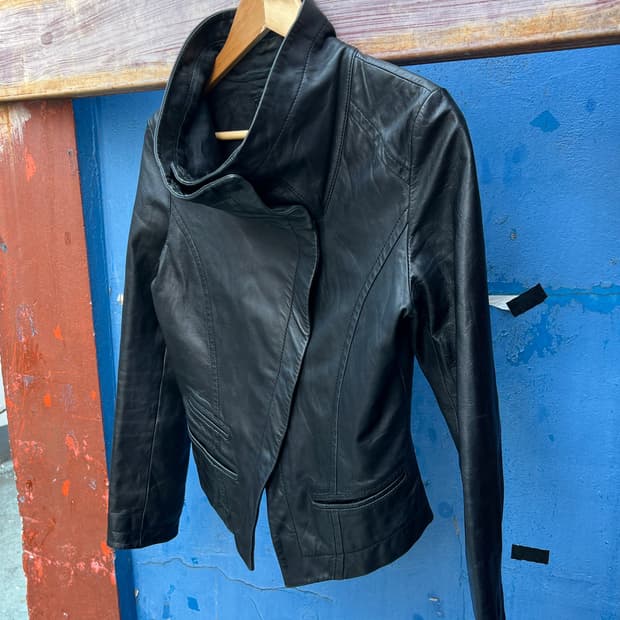 Vintage (W) High Neck Leather Jacket