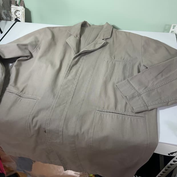 XL 언노운피플 카키베이지 루즈핏 코튼 롱트렌치코트