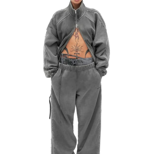 Beaded track jacket washed grey