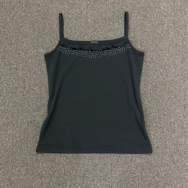 M)Japanese vintage 비즈 레이스 블랙 나시