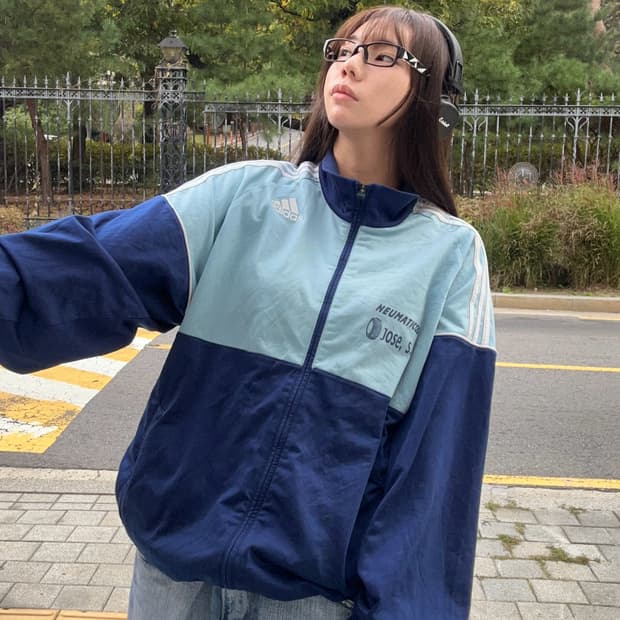 90s ADIDAS 올드스쿨 민트블루 져지 트랙탑