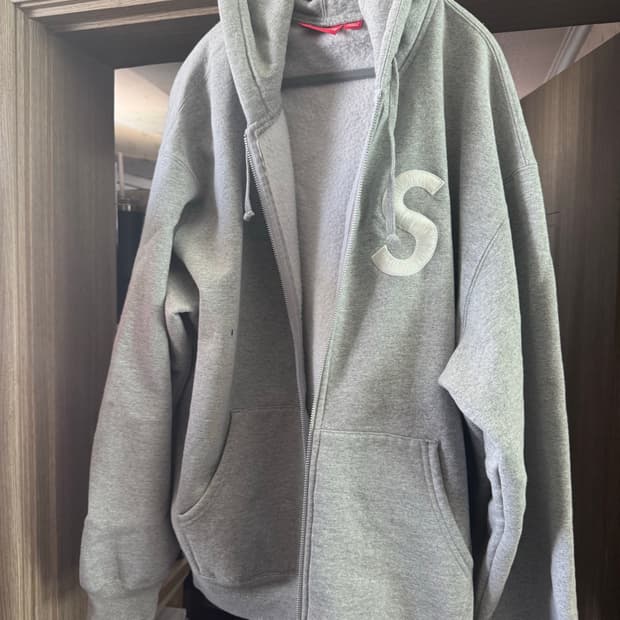 슈프림 S로고 후드집업 그레이 XL
