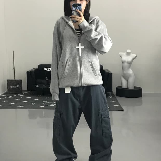 아디다스 그레이 후드집업