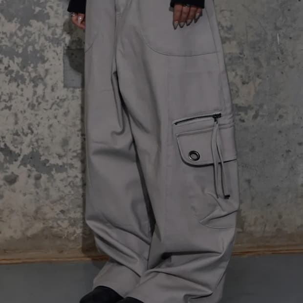 fancyclub 크로스 포켓 카고 팬츠 PINK BEIGE 핑크베이지