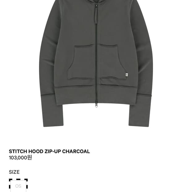 Coyseio STITCH HOOD ZIP-UP CHARCOAL