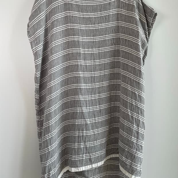 일본 UENO TOWEL 순면 스트라이프 오버핏 튜닉 원피스