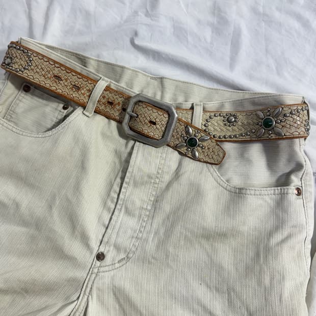 빈티지 잼 스톤 스터드 벨트 y2k 웨스턴 