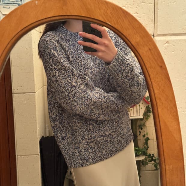 빈티지 멜란지 블루 니트