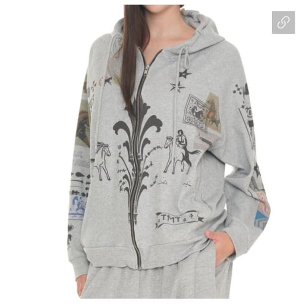 투머치택스 와플후드집업 그레이색상