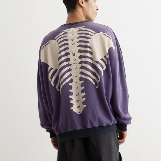 캐피탈(Kapital) 투톤 빅 플리스 스웻셔츠 블랙 퍼플