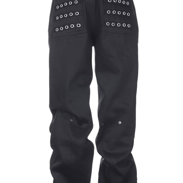 비엑세스 Eyelet Button Black Jeans