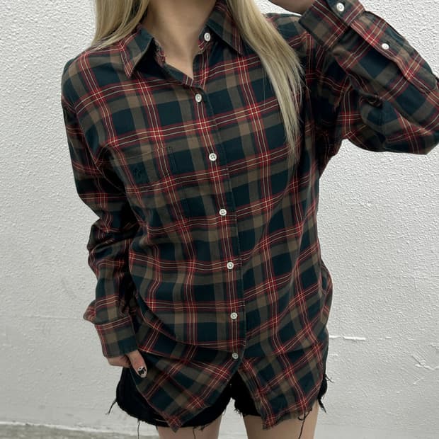 폴로 랄프로렌 그린포니 포켓 타탄체크 셔츠 90