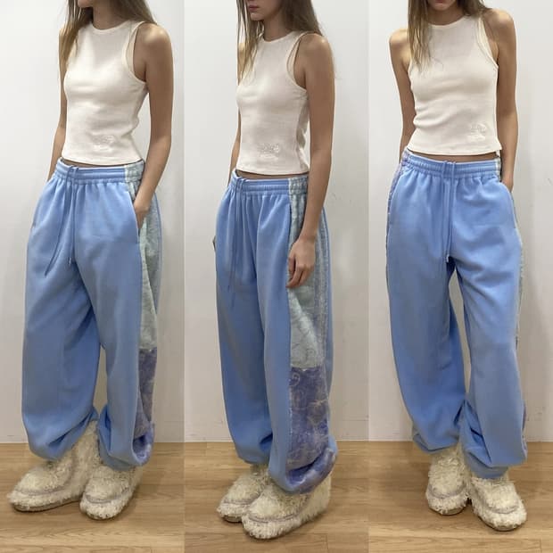 투머치택스 fleece panel sweatpants 플리스 패널 팬츠