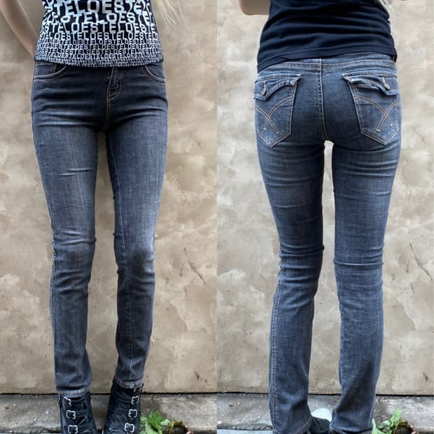 (Jpn)Grey Denim Slim Fit Pants