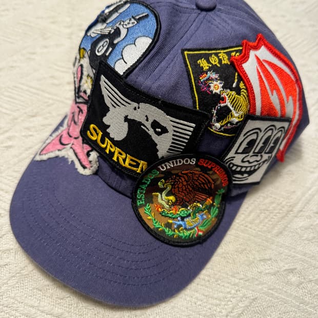 슈프림 패치스 6-패널 네이비 - 25SS
