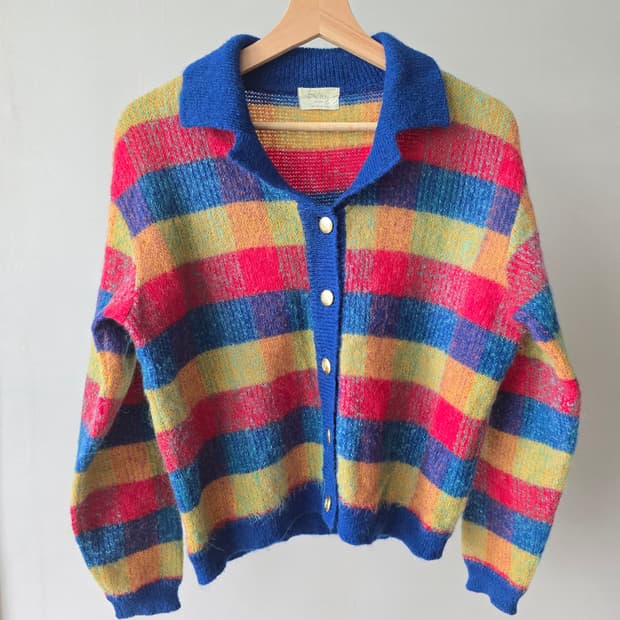 Ray Beams 키치한 컬러믹스 빈티지 가디건(japanese vtg)