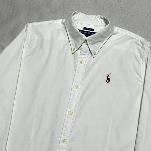 8 랄프로렌 여성용 슬림핏 화이트 코튼 셔츠