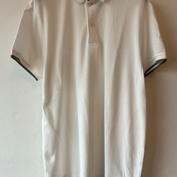 마시모뚜띠 남성 화이트 PK카라반팔티셔츠

