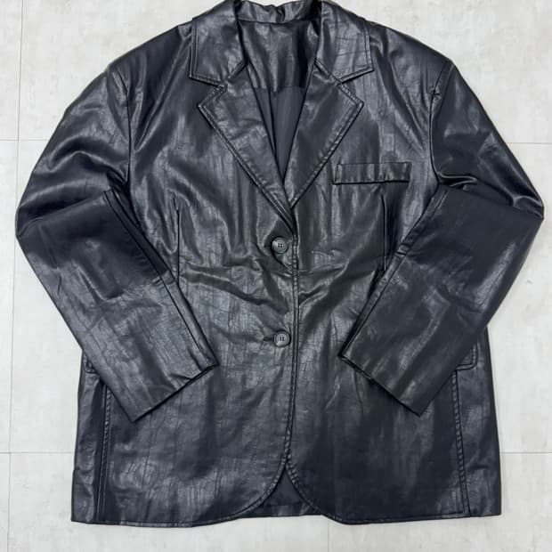 •Vintage 블랙 리얼레더 블레이저 자켓