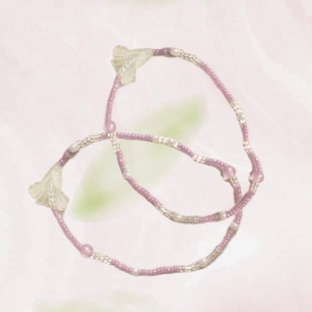 ꧁Purple Lily Bead Bracelet꧂ 비즈 팔찌 빈티지