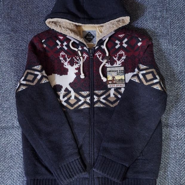 지프 빈티지 울니트 내피 후드집업