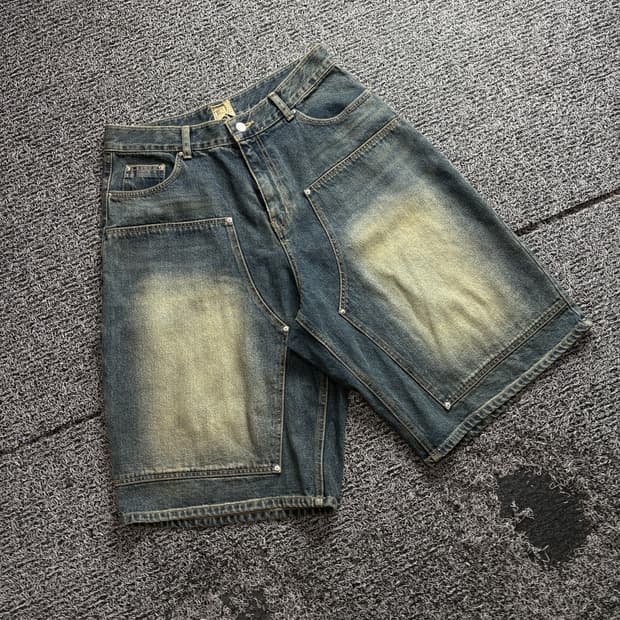 빈티지 데드스탁 워시드 더블니 버뮤다 하프 팬츠 3347