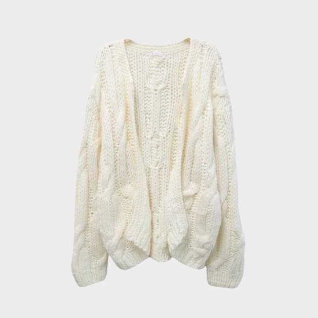 FLAIR 히메갸루 울 혼방 꽈배기 가디건 63057