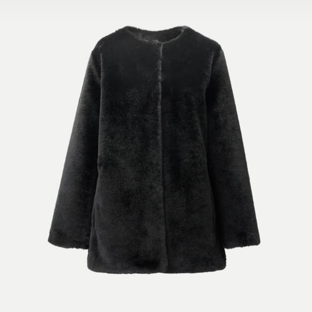 유어네임히얼 클래식 퍼 하프 코트 블랙