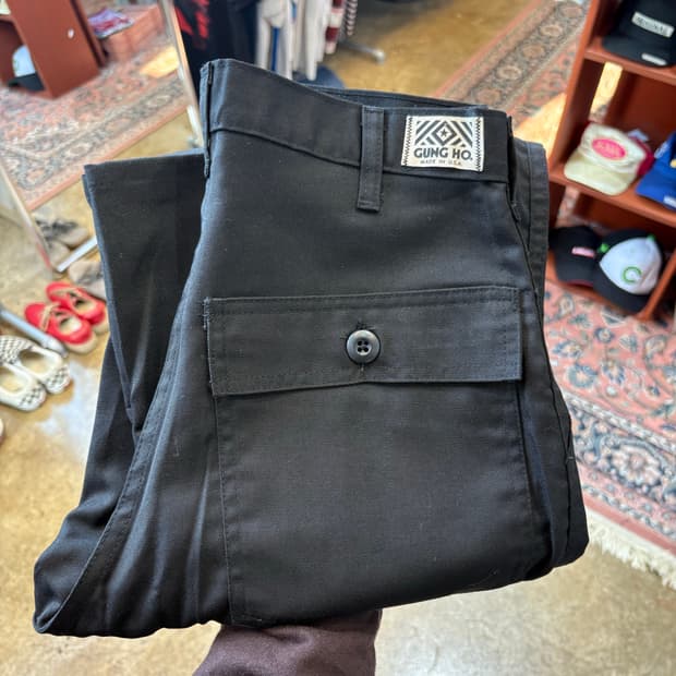 궁호 made USA 블랙 퍼티그 팬츠