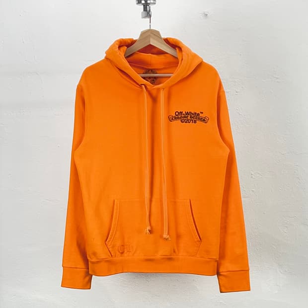 크롬하츠 x 오프화이트 18fw 네온 오렌지 후디