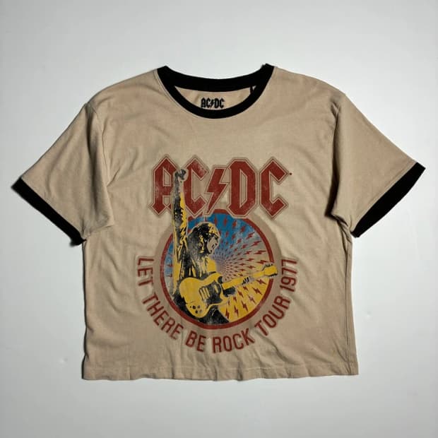 ACDC 77 투어 밴드 링거 반팔 티셔츠 R3049