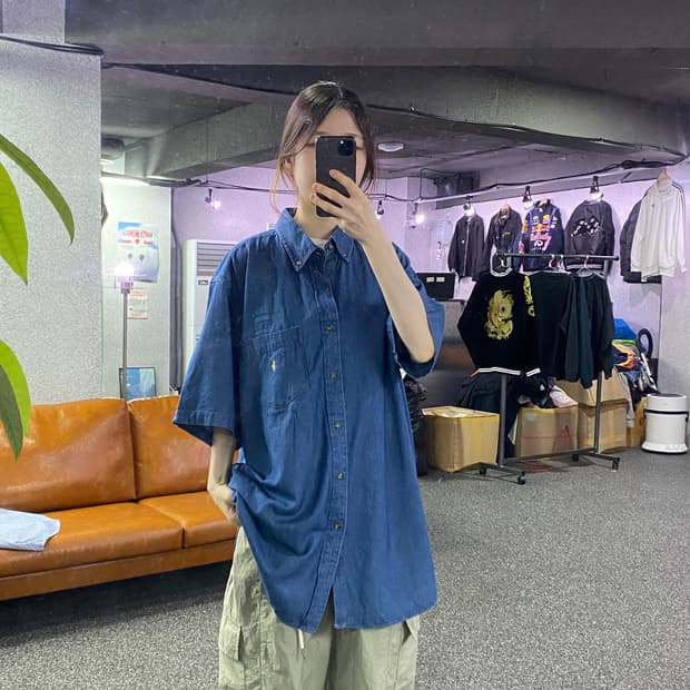폴로 랄프로렌 데님 반팔 셔츠 B2177