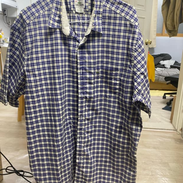 빈티지 라코스테 체크 하프셔츠 