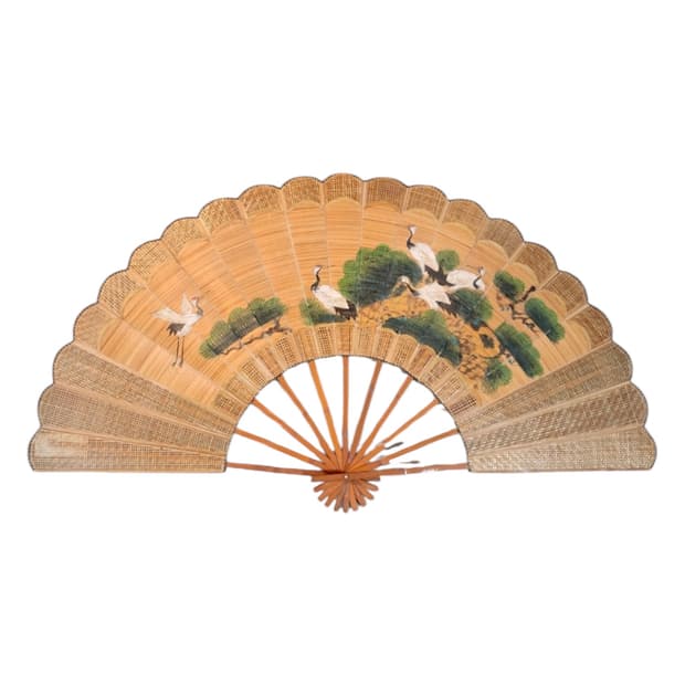 학산수 빈티지 동양화 대나무 부채