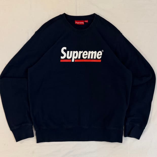 20SS 슈프림 언더라인 크루넥 맨투맨 네이비