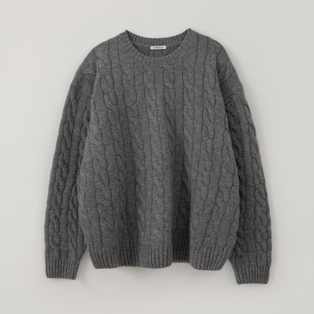 (3) 블랭크룸 울 케이블 니트 멜란지 그레이
